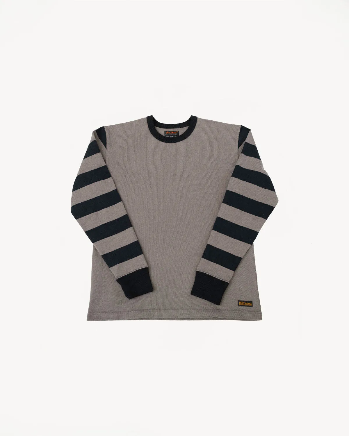 IHTB-12-GRY - 11oz Cotton Knit Long-Sleeved Sweater - Grey Body, Black Stripes sold by Dant