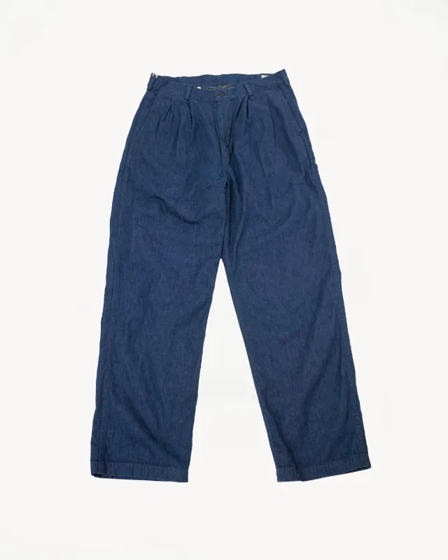 03-5021-A81 - Two Tuck Denim Wide Trousers - One Wash (Light Blue) sold by Dant