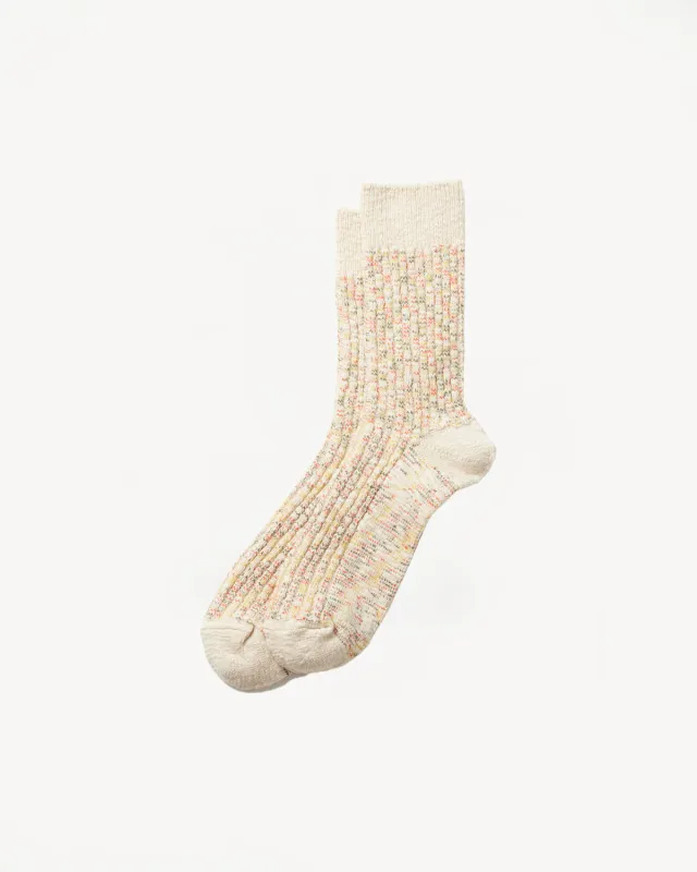 R1513 - Kasuri Ribbed Crew Socks - Yellow, Red sold by Dant