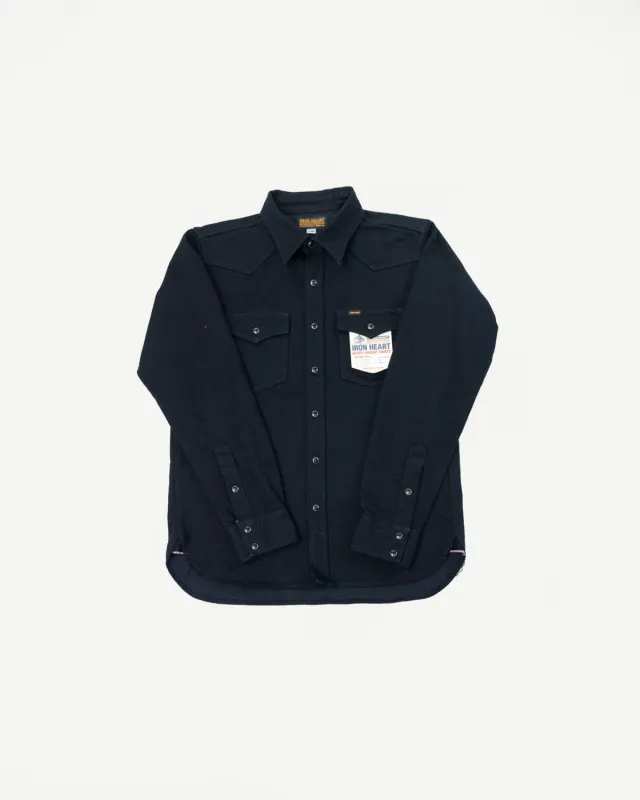 IHSH-295-BB - 14oz Selvedge Denim Western Shirt - Black, Black made by Iron Heart