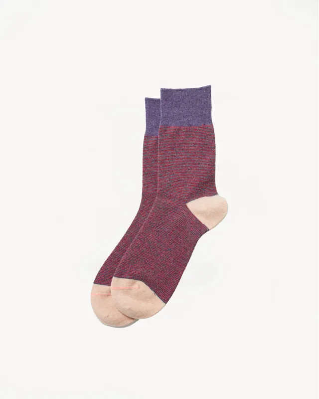 R1499 - Woolen Striped Retro Outdoor Socks - Light Purple, Ivory made by ROTOTO