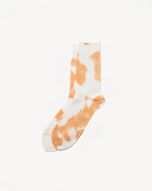 R1490 - Tie Dye Formal Crew Socks - Light Orange, White made by ROTOTO