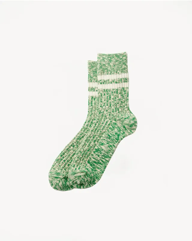R1485 - OG Cotton Slub Stripe Socks - Green made by ROTOTO