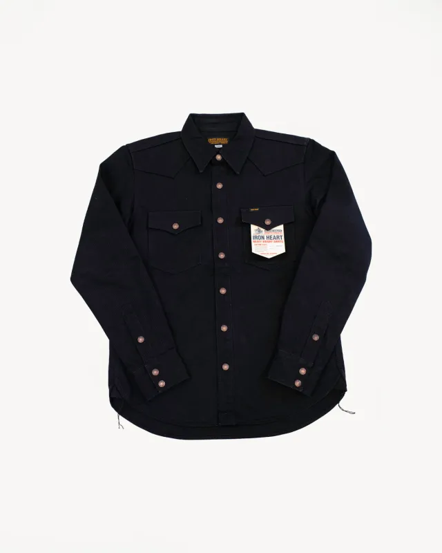 IHSH-362-BLK - 16oz Non-Selvedge Denim CPO Shirt - Superblack (Fades To Grey) sold by Dant