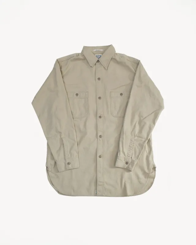 03-V8070- 67 - 1960s Twill Work Shirt Vintage Fit - Beige sold by Dant