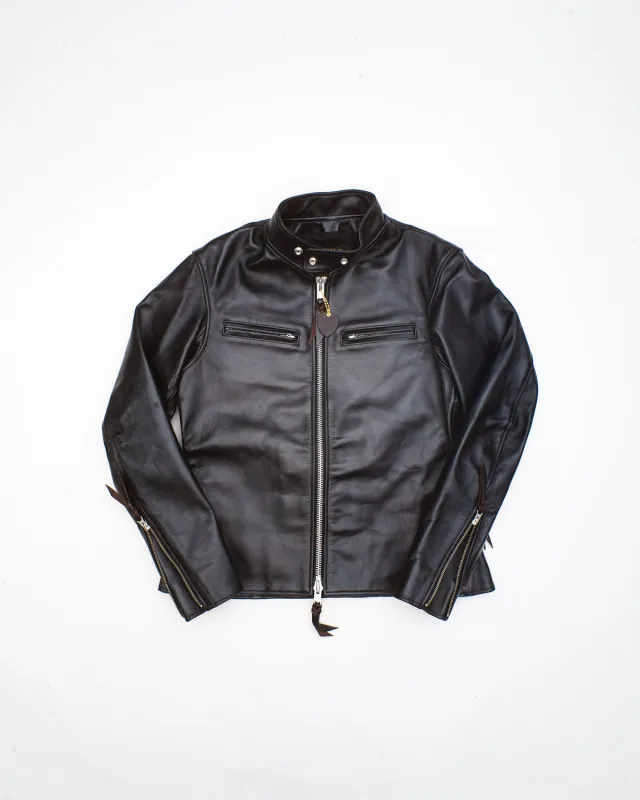 IHSH-35 - Japanese Horsehide Rider’s Jacket - Black (Tea-Core Dyed) made by Iron Heart
