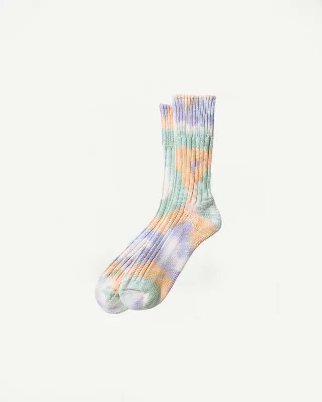 R1415 - Chunky Rib Crew Socks Tie-Dye - Green, Light Pink, Purple sold by Dant