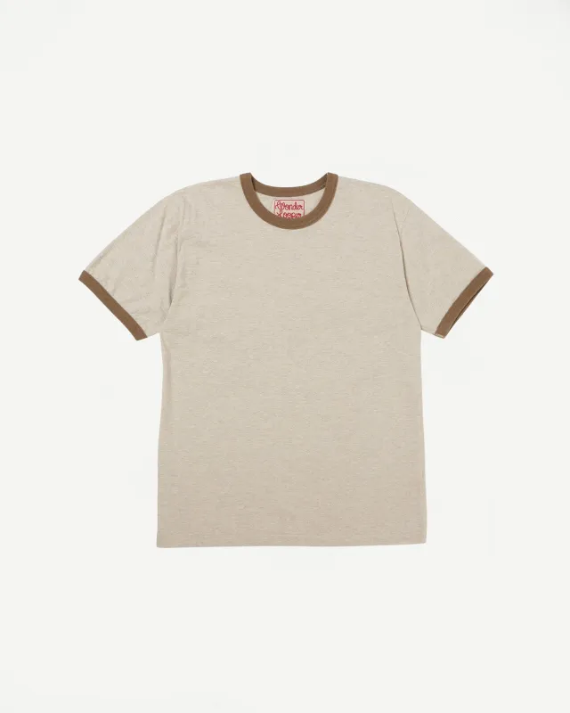 Recycled Cotton Foxfibre® Ringer T - Stone made by Wonder Looper