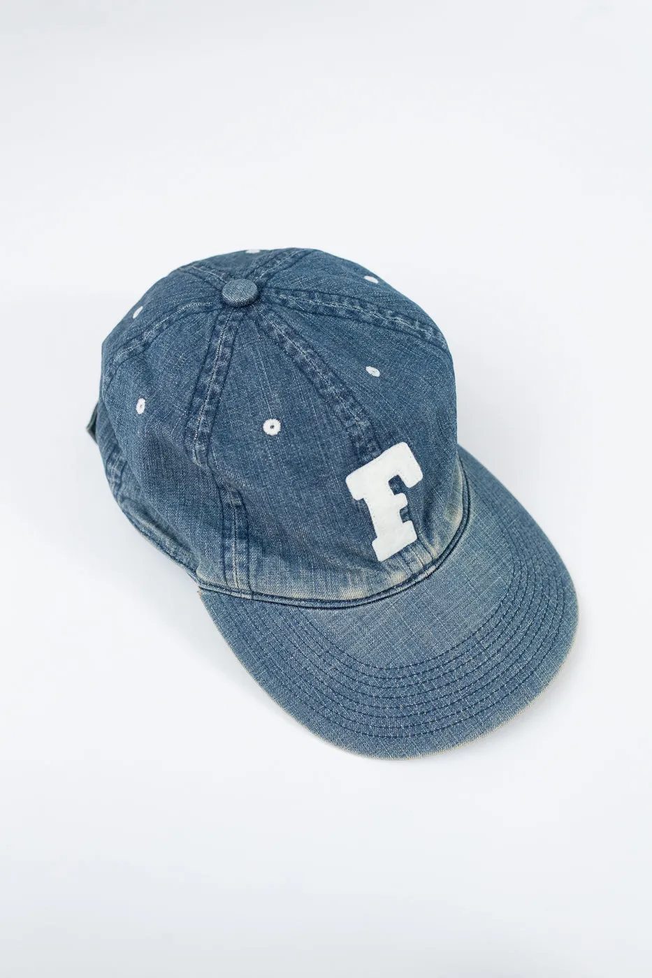 6843HW - 6 Panel Denim Baseball Cap 'F' Patch - Indigo Vintage Wash sold by Dant product image thumbnail 5