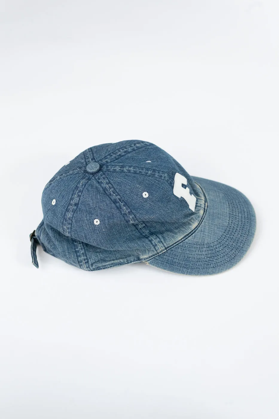 6843HW - 6 Panel Denim Baseball Cap 'F' Patch - Indigo Vintage Wash sold by Dant product image thumbnail 4