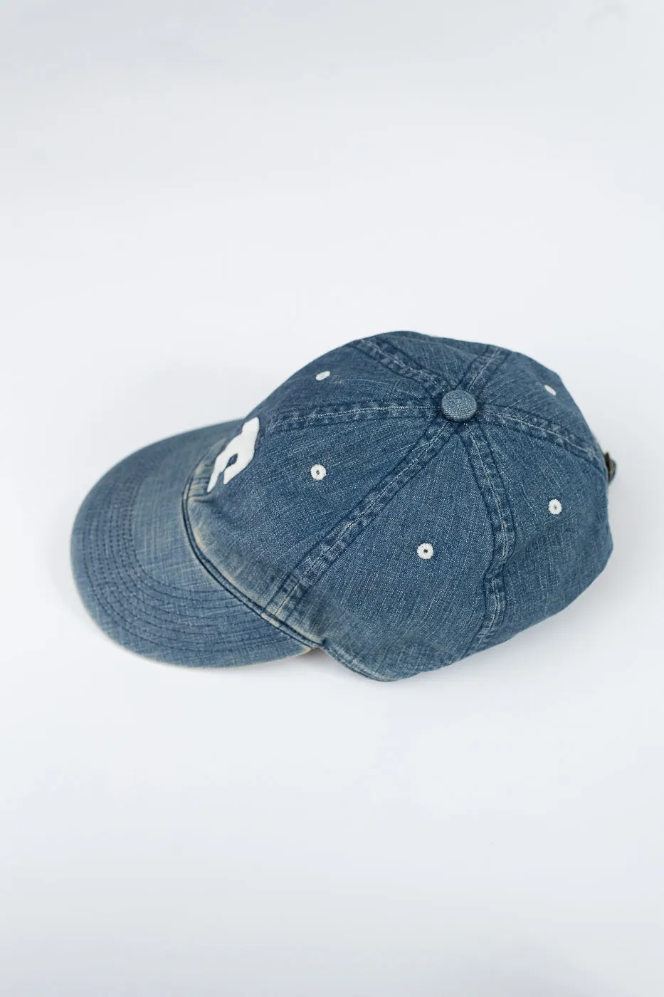 6843HW - 6 Panel Denim Baseball Cap 'F' Patch - Indigo Vintage Wash sold by Dant product image thumbnail 2