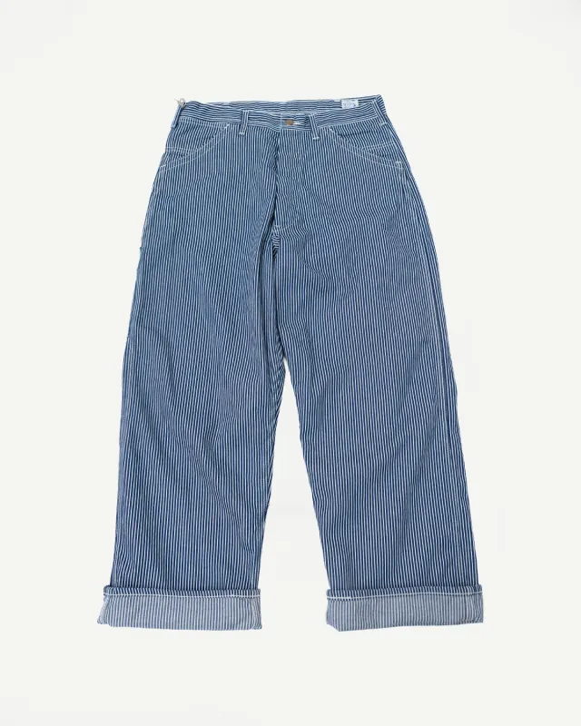 01-5126-181 - 30s Hickory Painter's Pants Wide Fit - Indigo, Ecru made by orSlow