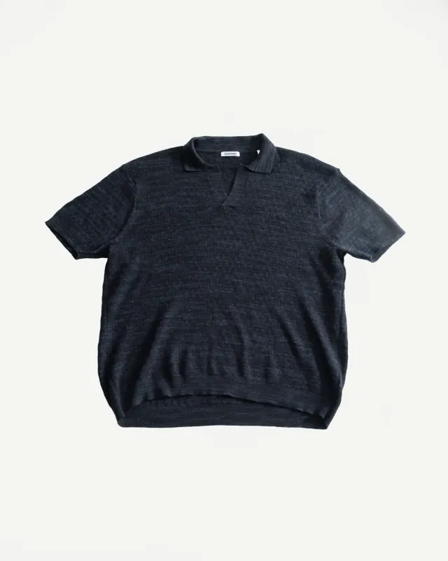 Knit Polo - Vintage Black Boxweave made by 3sixteen