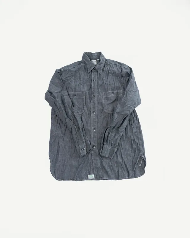 01-8270-61 - Relaxed Fit Chambray Work Shirt - Black made by orSlow