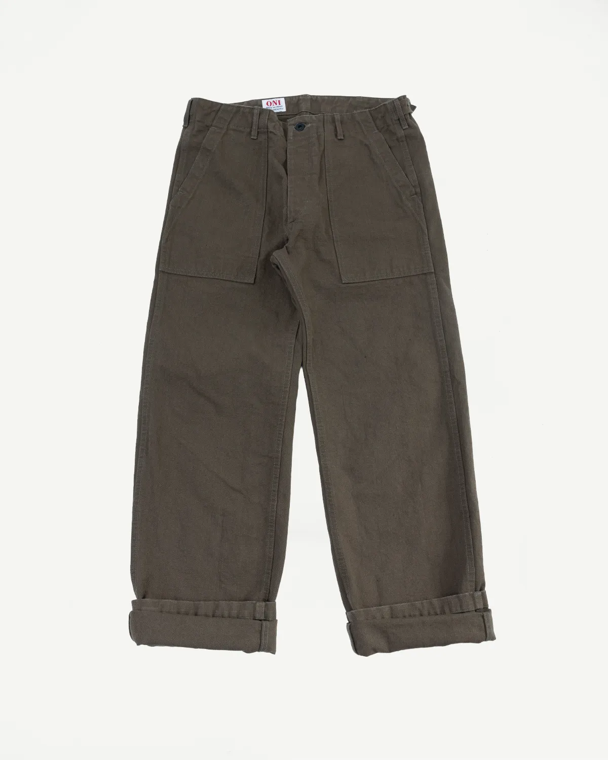 207-HOX-OLB - 13oz "Olive Khaki" Sulfur Dyed Heavy Oxford Baker Pants - Wide Straight sold by Dant