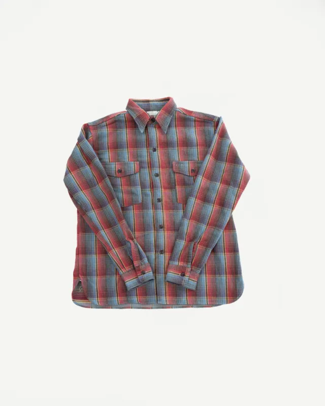 Lot 3022 - Flannel Shirt w/ Chinstrap G Pattern - Red, Navy made by WAREHOUSE & CO.