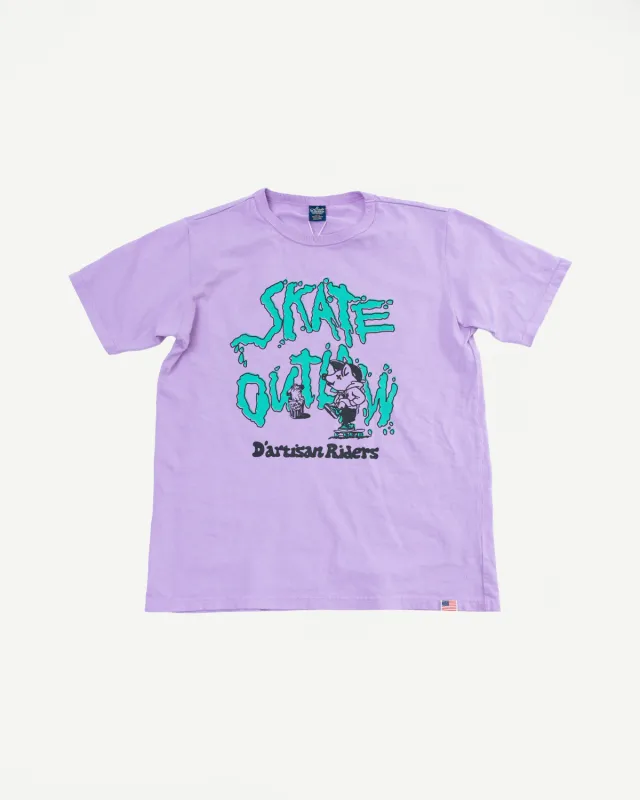 8210B - US Cotton "Skate Outlaw" Print T-Shirt - Purple made by Studio D'Artisan
