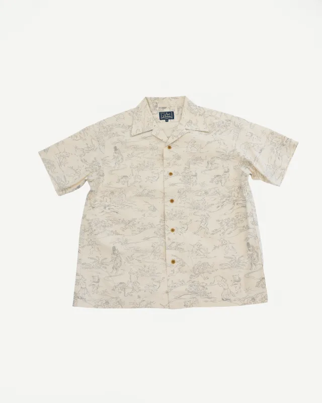 5736 - "Choju Giga" Original Aloha Shirt - Ivory made by Studio D'Artisan