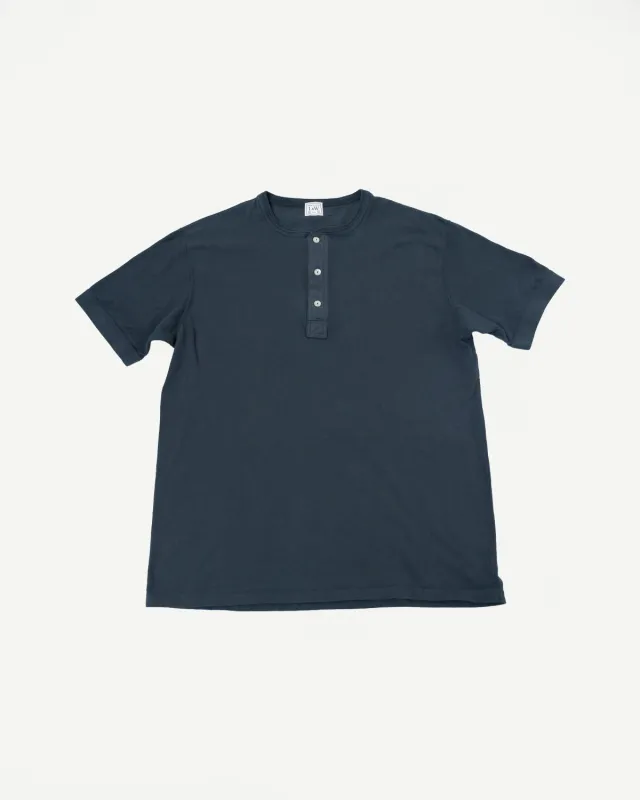 LRH1042 - Loopwheeled Classic Henley - Antique Black made by Loop & Weft