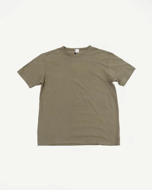 LRC1130 - Loopwheel Ribbed S/S Cuff Crew - Army Olive made by Loop & Weft