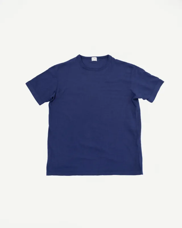 LRC1130 - Loopwheel Ribbed S/S Cuff Crew - French Navy Blue made by Loop & Weft