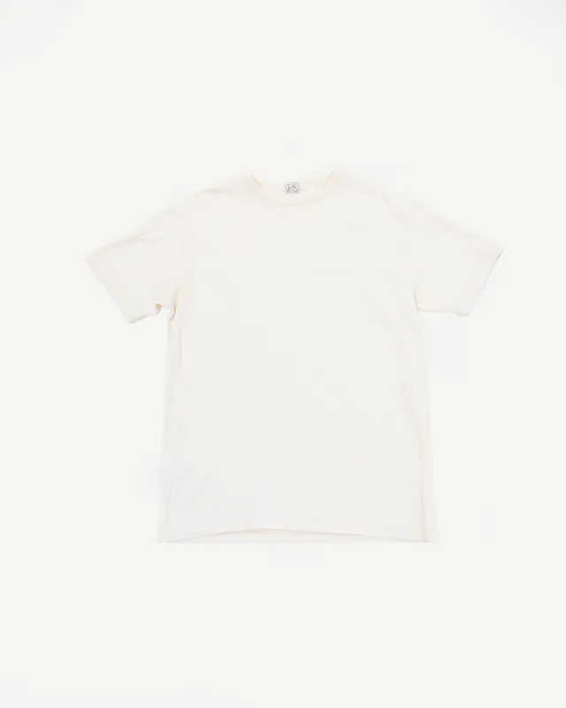 LRC1130 - Loopwheel Ribbed S/S Cuff Crew - Ivory made by Loop & Weft