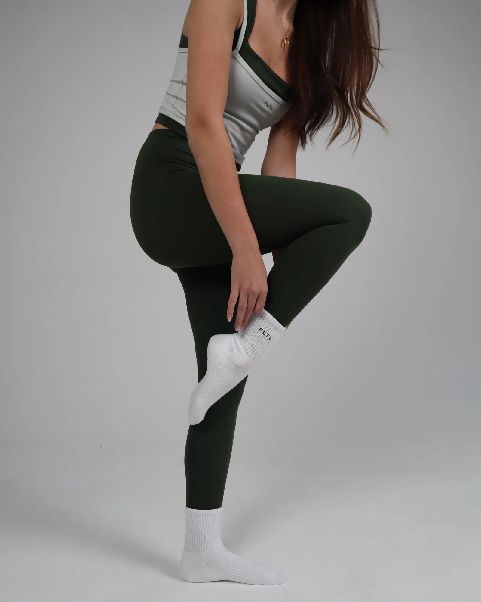 FLTL SOCK (WHITE/FOREST) sold by Fortyluxe the Label