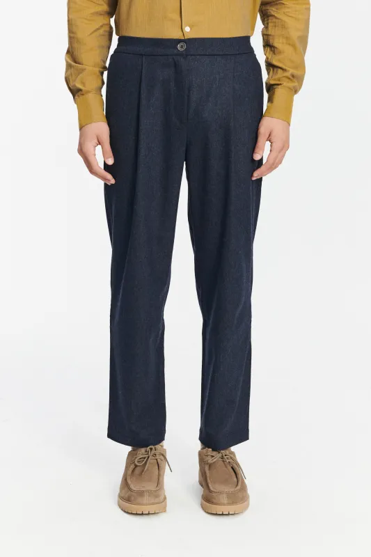 Genuine Trousers in the Finest Navy Blue Italian Virgin Wool and Cashmere sold by Delikatessen