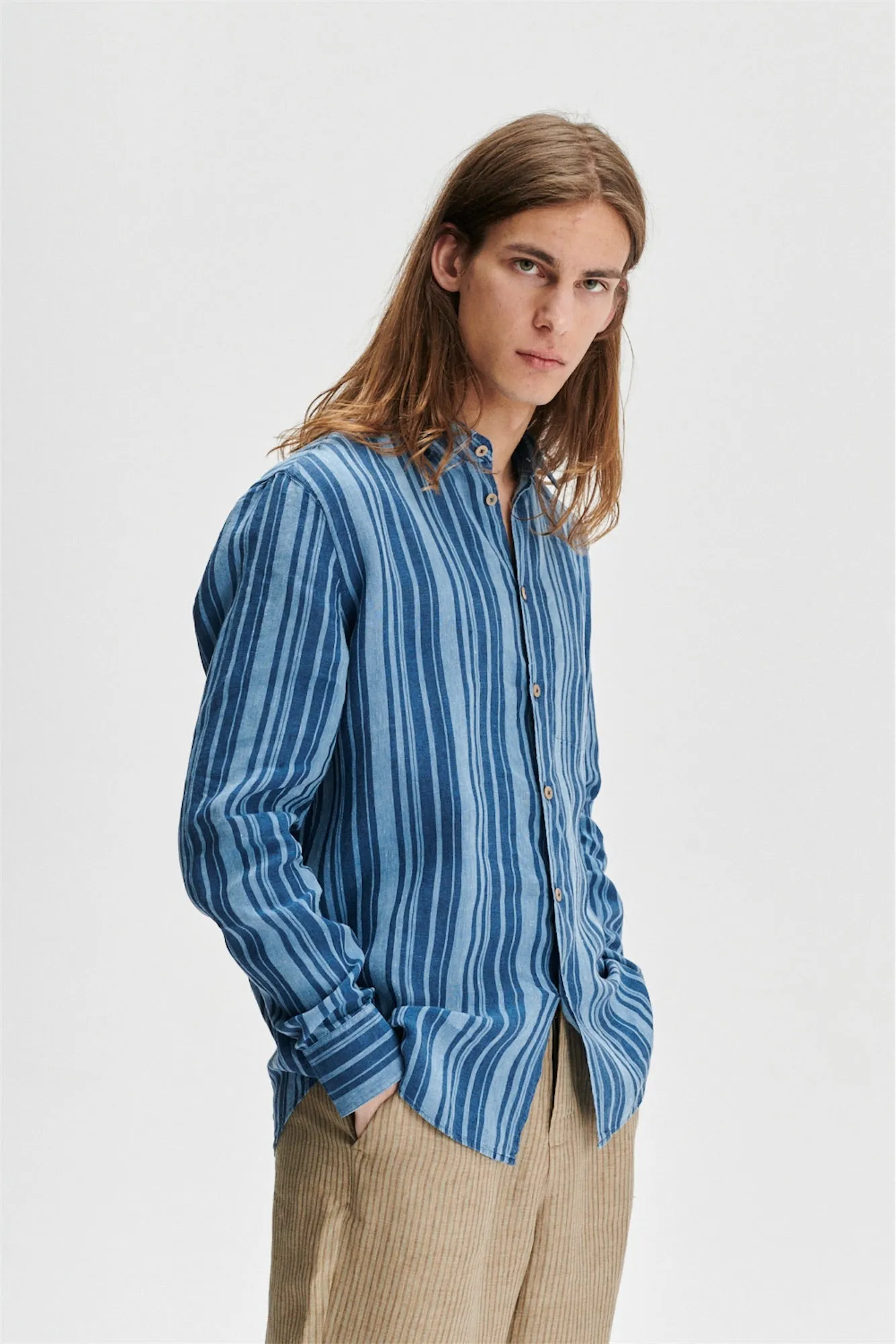 Feel Good Shirt in a Striped Linen sold by Delikatessen product image thumbnail 4