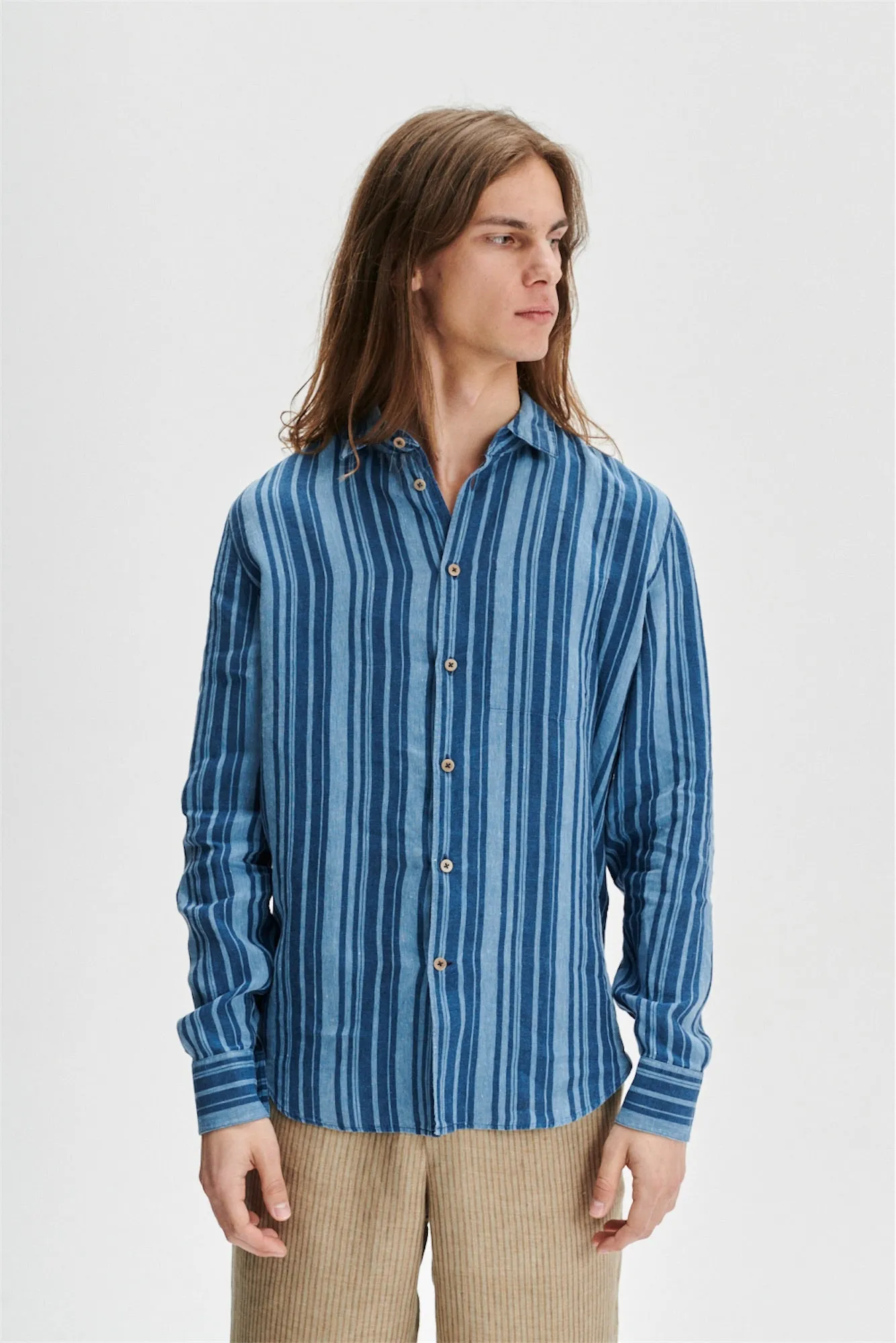 Feel Good Shirt in a Striped Linen sold by Delikatessen product image thumbnail 3