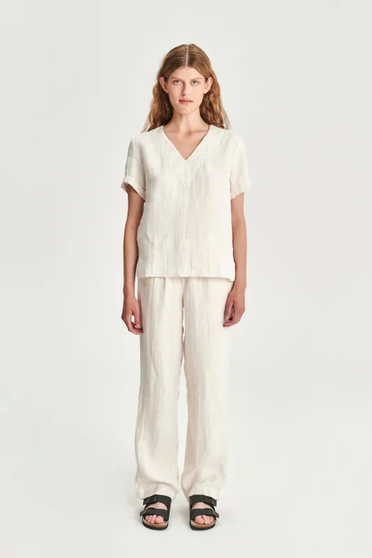 Relaxed Top in a Double Sided Off-White Fatigue Italian Linen sold by Delikatessen