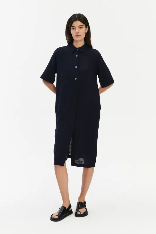 Dress in a  in Pure Dark Navy Airy Cotton sold by Delikatessen