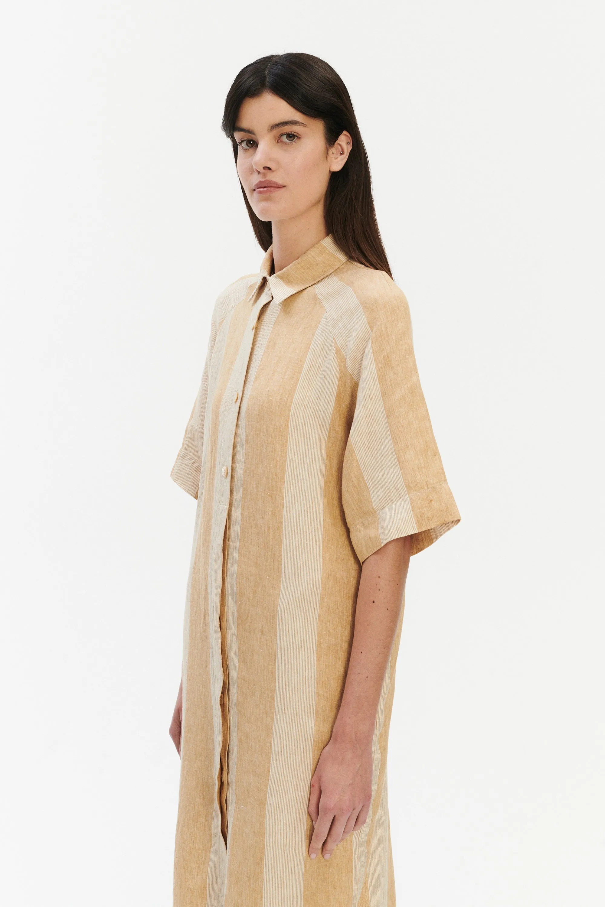 Dress in a in Pure Finest Italian Linen In Bold Stripe sold by Delikatessen product image thumbnail 4