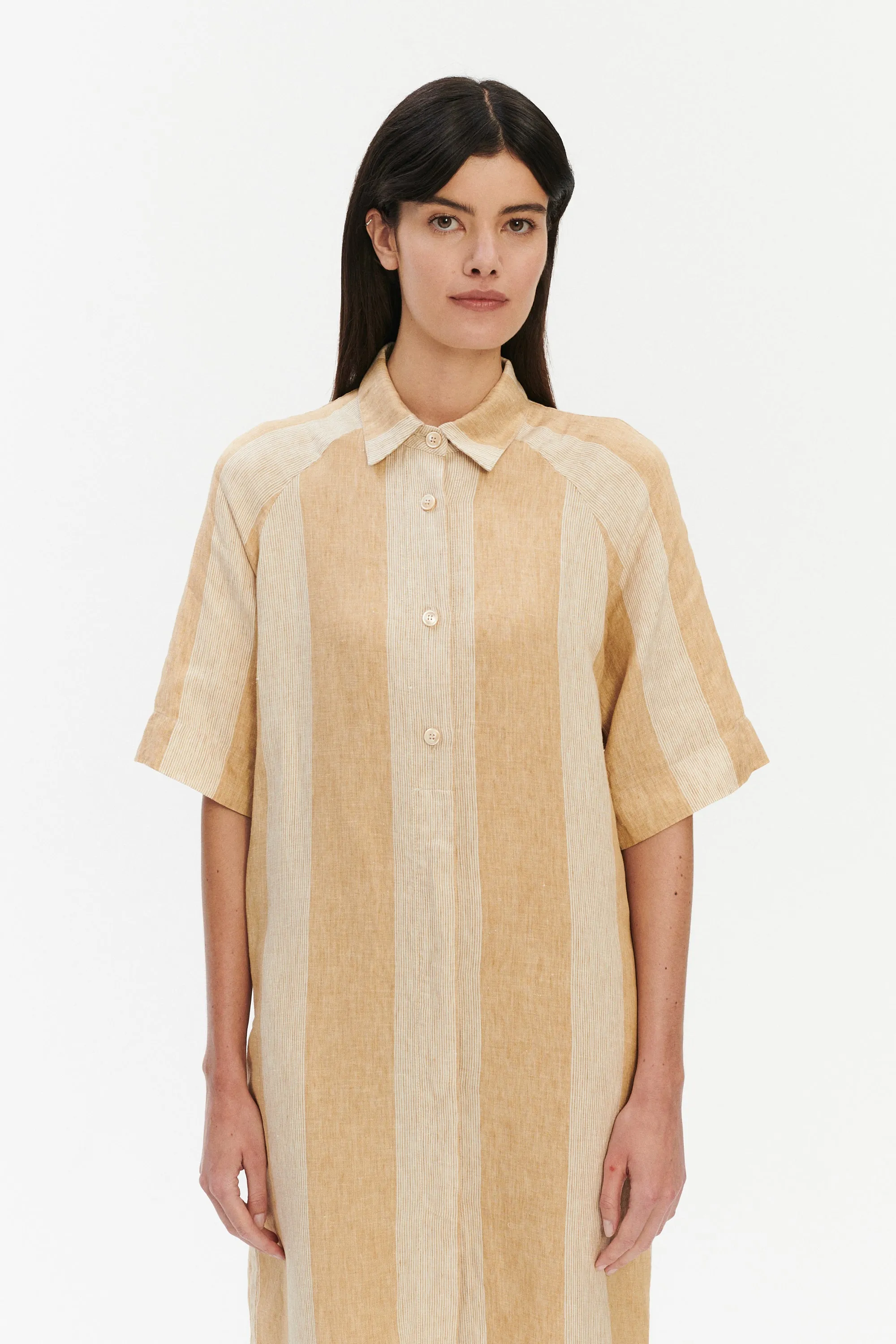 Dress in a in Pure Finest Italian Linen In Bold Stripe sold by Delikatessen product image thumbnail 3