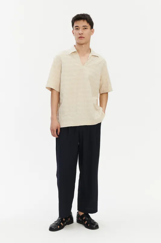 Short Sleeve Pop Over Shirt n Japanese Cotton and Linen sold by Delikatessen