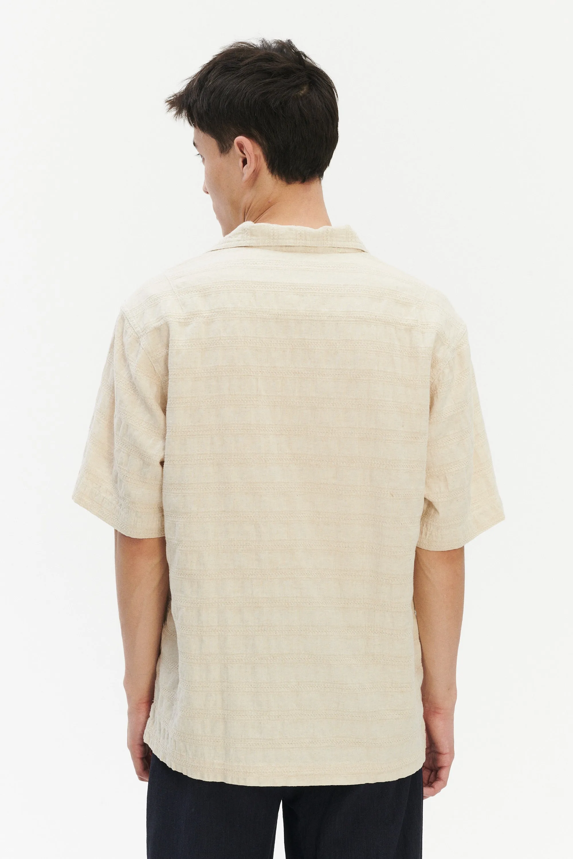 Short Sleeve Pop Over Shirt n Japanese Cotton and Linen sold by Delikatessen product image thumbnail 5