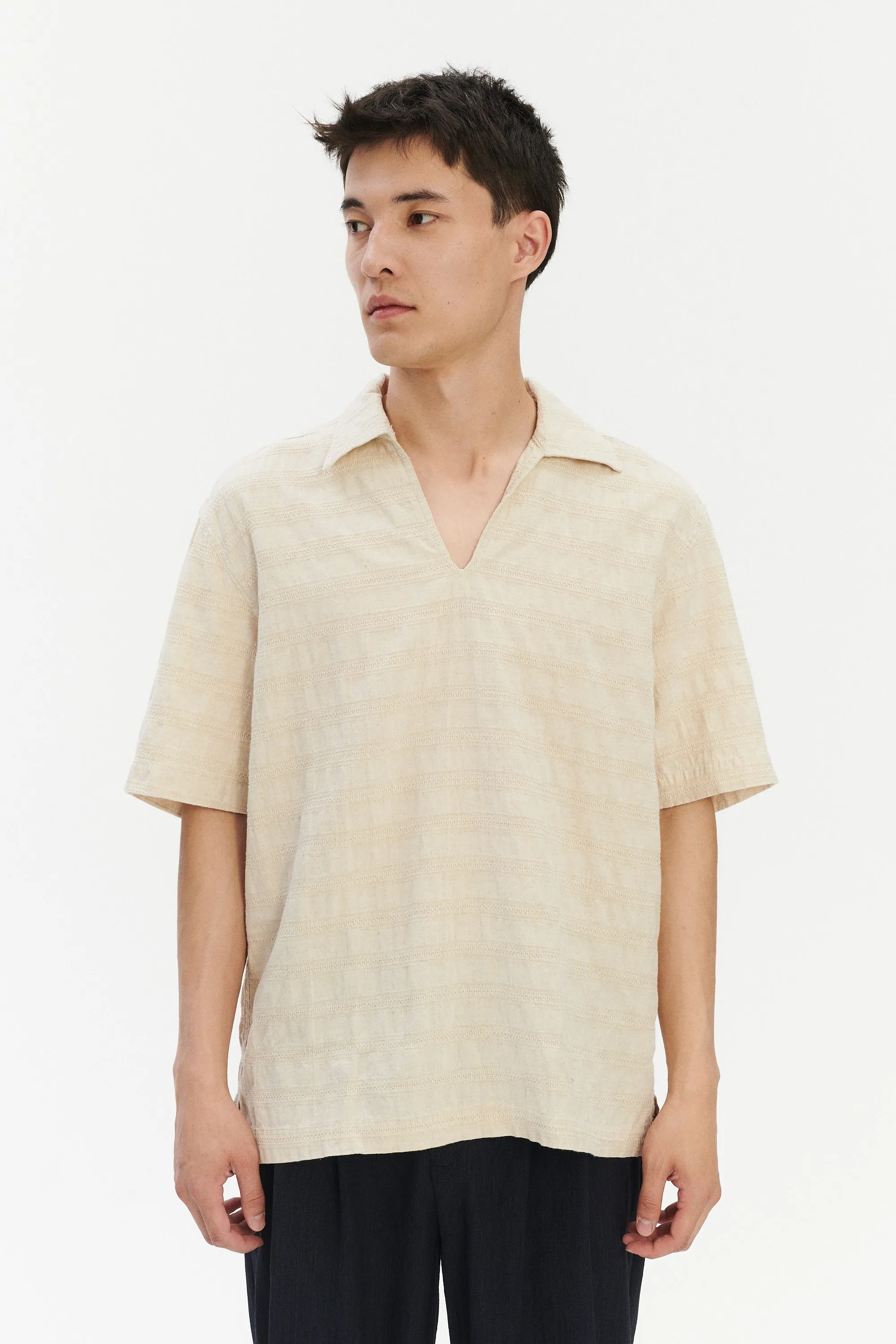 Short Sleeve Pop Over Shirt n Japanese Cotton and Linen sold by Delikatessen product image thumbnail 4