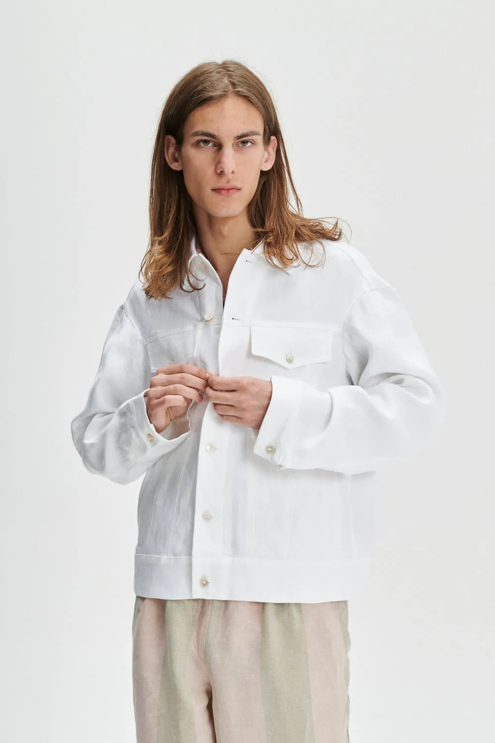 Oversized Jacket in a White Fine Italian Linen sold by Delikatessen product image thumbnail 2