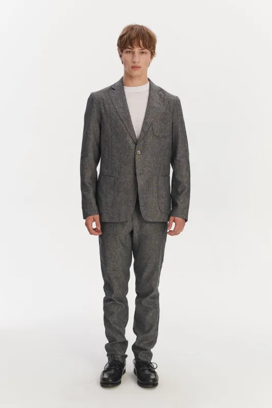 Relaxed Blazer in a Grey Blend of Italian Virgin Wool, Silk and Linen by Zignone sold by Delikatessen