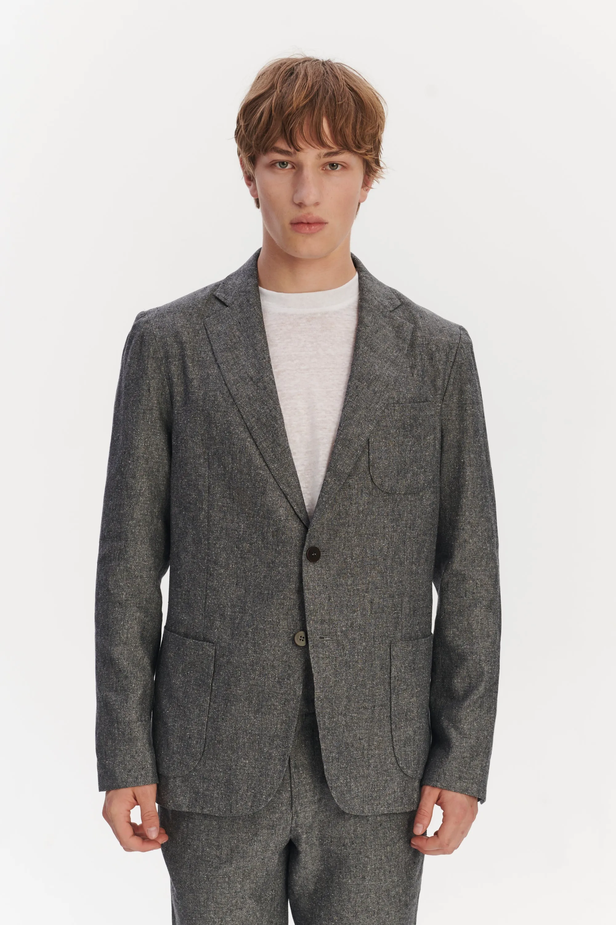 Relaxed Blazer in a Grey Blend of Italian Virgin Wool, Silk and Linen by Zignone sold by Delikatessen product image thumbnail 2