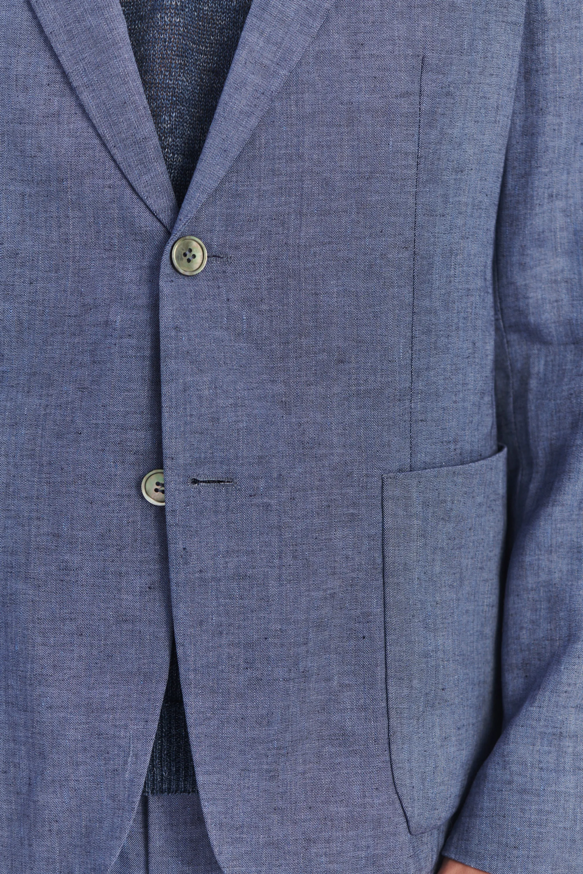 Smart Relaxed Blazer in a Natural Stretch Navy and Pilot Blue Italian Traceable Linen sold by Delikatessen product image thumbnail 4