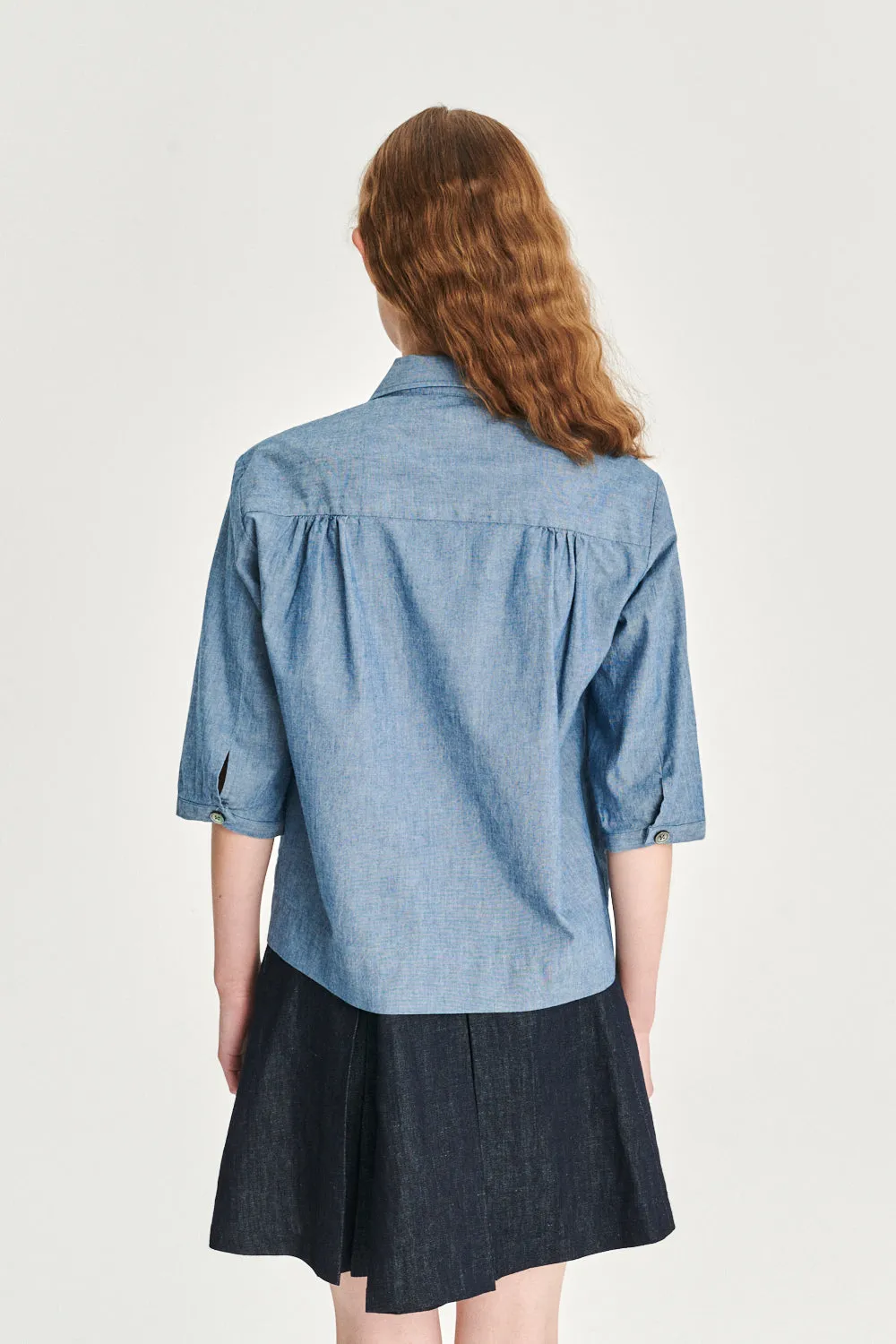 Blouse Jacket in an Indigo Dyed Mix of Italian Linen and Cotton sold by Delikatessen product image thumbnail 5