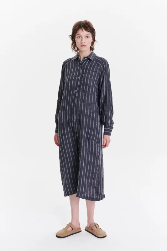 Versatile Dress in a Black and White Striped Portuguese Linen sold by Delikatessen