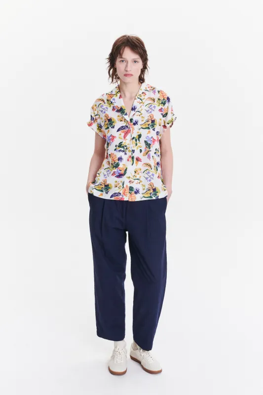 Top  in a Green, Yellow, Blue and Pink Flower Natural Italian Lyocell sold by Delikatessen