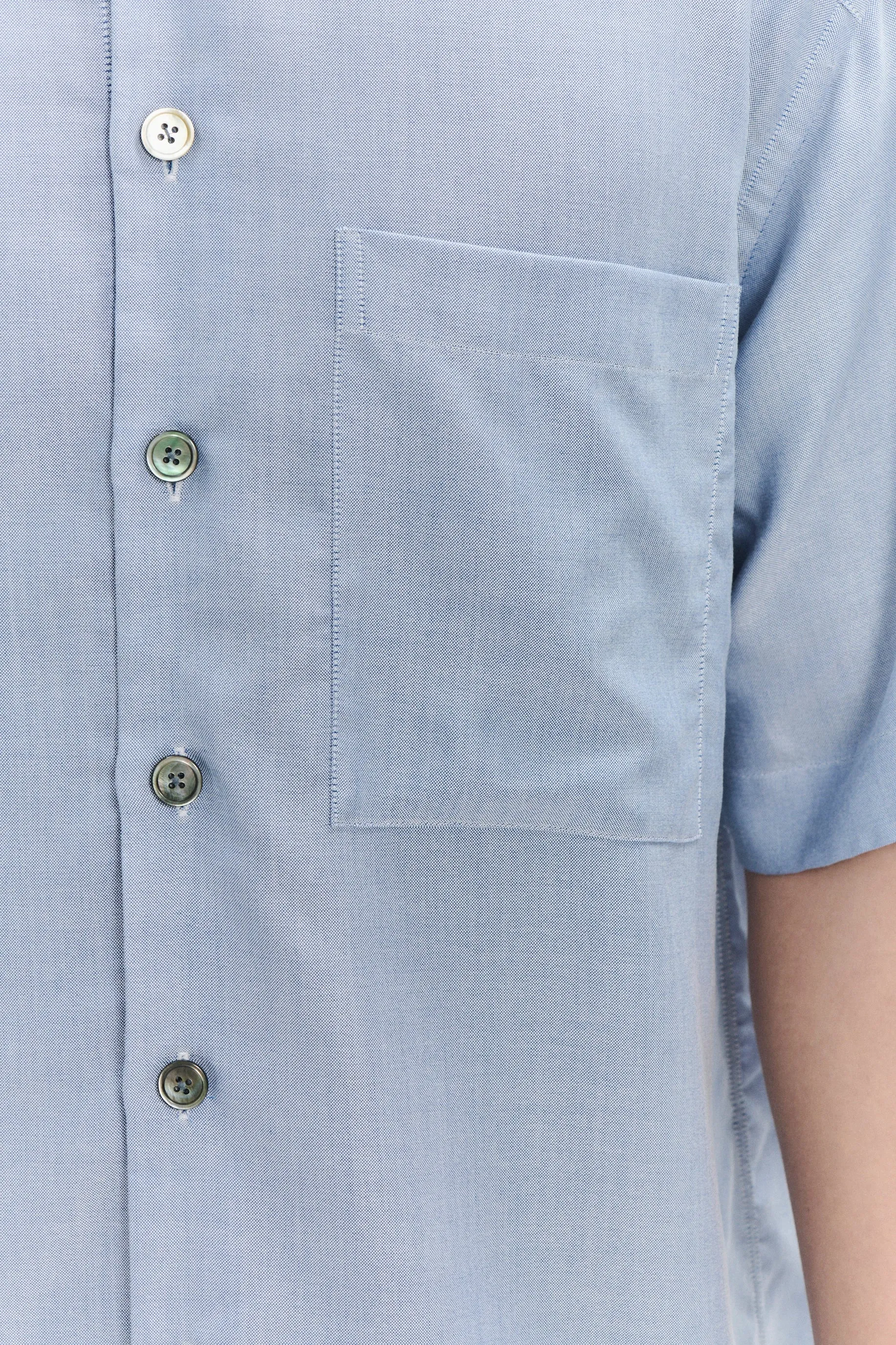 Short Sleeve Socker Shirt in an Extra Soft Blue Portuguese Oxford Lyocell sold by Delikatessen product image thumbnail 4