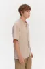 Short Sleeve Relaxed Cuban Collar Shirt in Tonal Pink and Beige Stripes of a Superb Italian Traceable Linen sold by Delikatessen