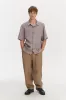 Cuban Collar Shirt in a Lavender Structured Italian Oxford Linen sold by Delikatessen