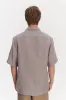 Cuban Collar Shirt in a Lavender Structured Italian Oxford Linen sold by Delikatessen