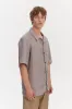 Cuban Collar Shirt in a Lavender Structured Italian Oxford Linen sold by Delikatessen