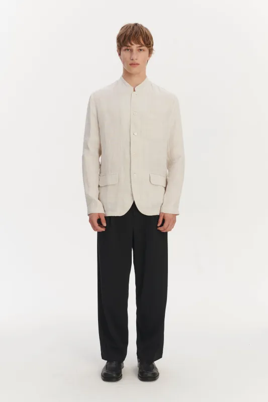 Strong Jacket in an Off-White Double Sided Fatigue Italian Linen and Cotton sold by Delikatessen